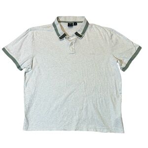 Hugo Boss mens 2XL XXL cream green soft cotton casual polo shirt EUC